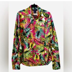 Tommy Bahama Women's 1/2 Zip Golf Tropical
Print Long Sleeve UPF 50 SZ Large